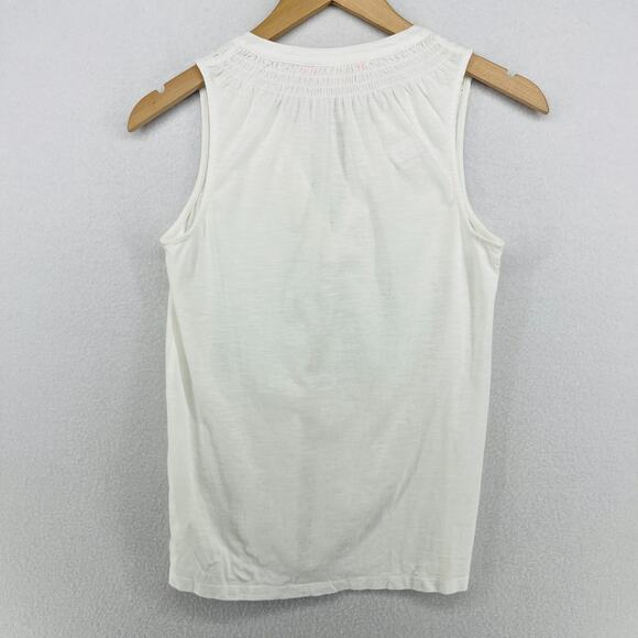 LILLY PULITZER Tank Top 2XS Essie Popover Smocked Palm Beach Slub Cotton White - Picture 2 of 15